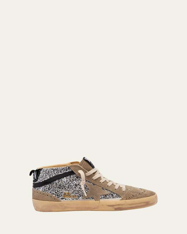 Mid Star Glitter Wing-Tip Sneakers