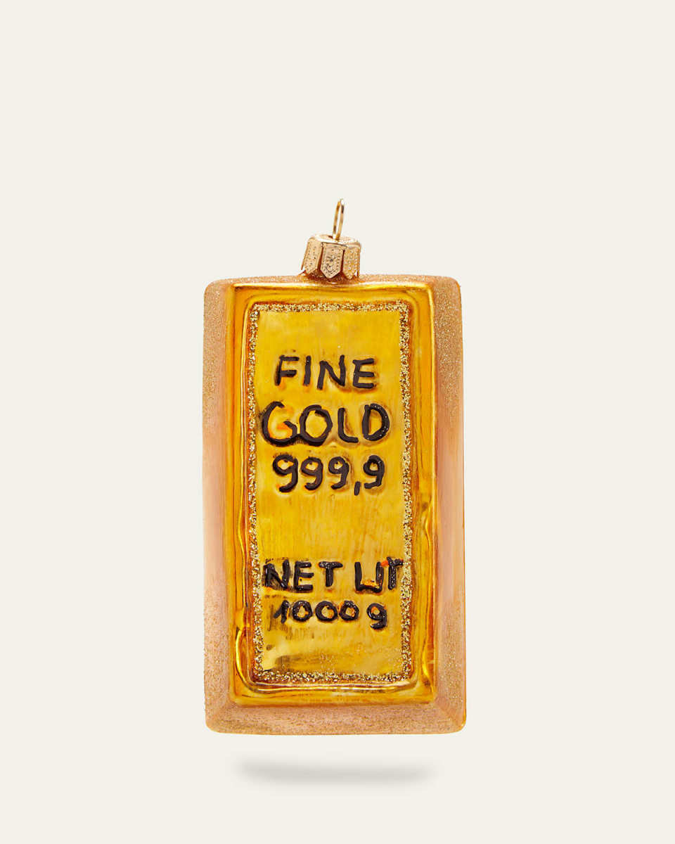 Gold Bar Christmas Ornament