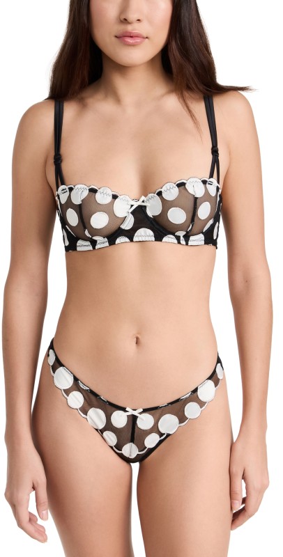 Fleur du Mal Polka Dot Embroidery Balconette Black