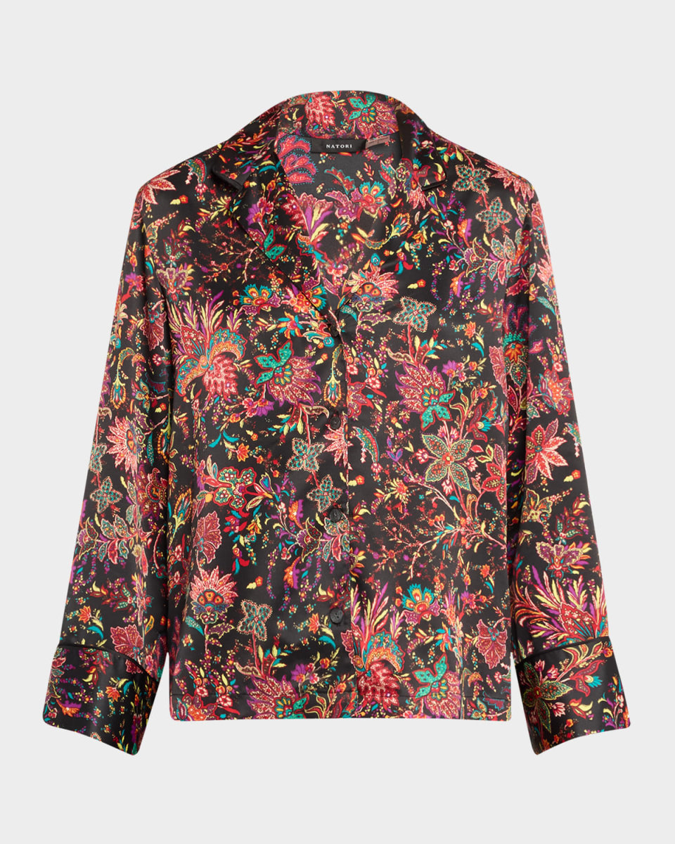 Granada Floral-Print Charmeuse Pajama Set