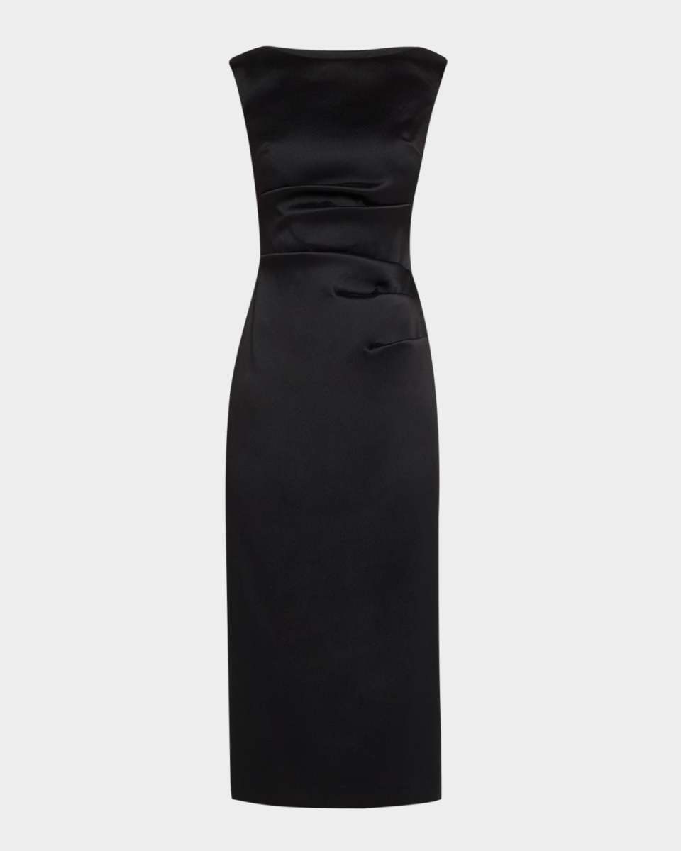 Sleeveless Stretch Mikado Midi Dress