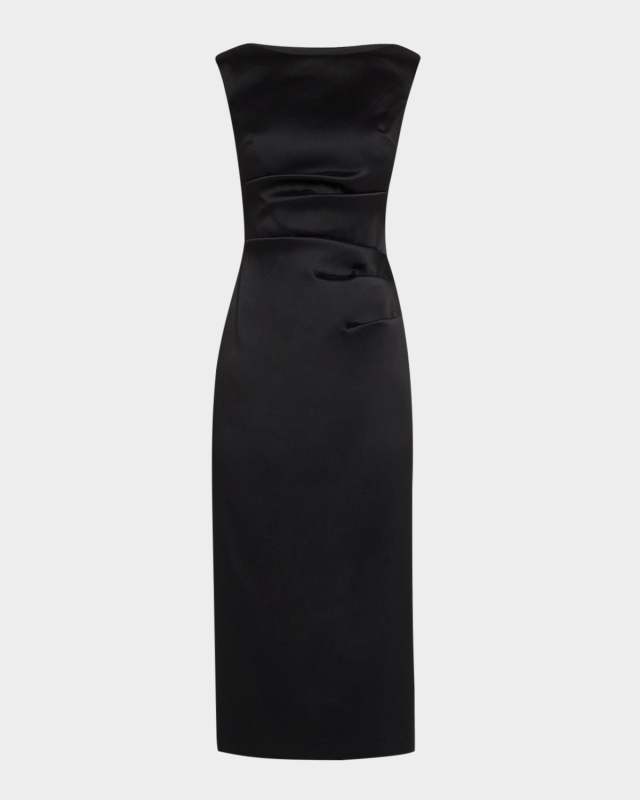 Sleeveless Stretch Mikado Midi Dress