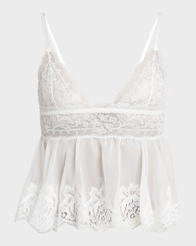 Scalloped Floral Lace Babydoll Cami