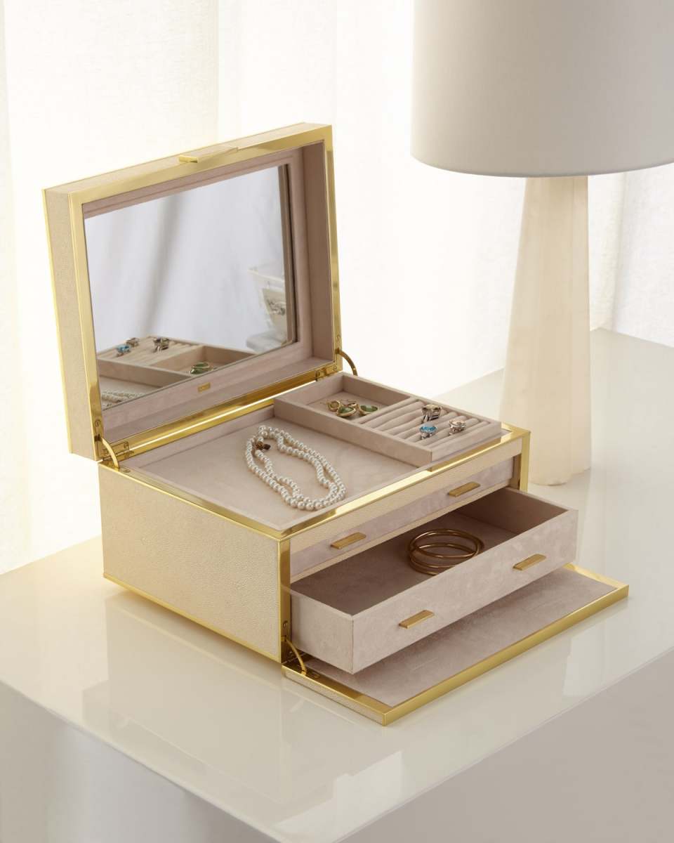 Luxe Faux Shagreen Jewelry Box