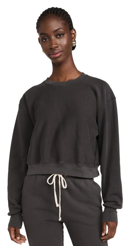 Les Tien Ryder Crop Crew Sweatshirt Vintage Black