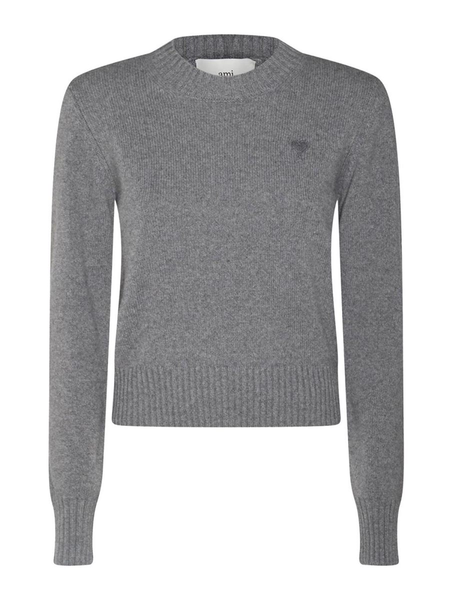 Ami Paris Pull Col Rond - Gris