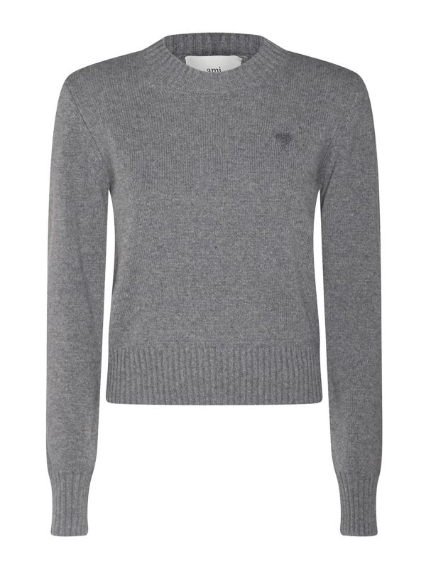 Ami Paris Pull Col Rond - Gris