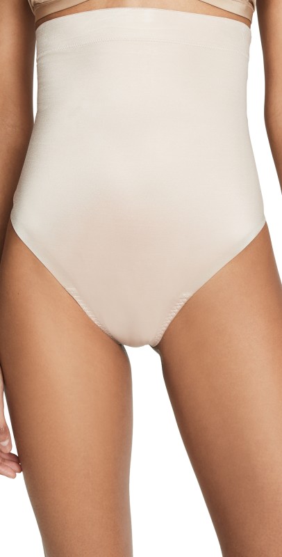 SPANX SPANXshape Suit Your Fancy High-Waisted Thong Champagne Beige