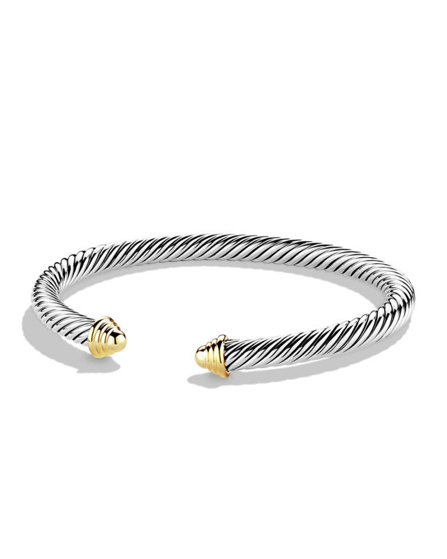 Cable Bracelet in Silver with 14K Gold, 5