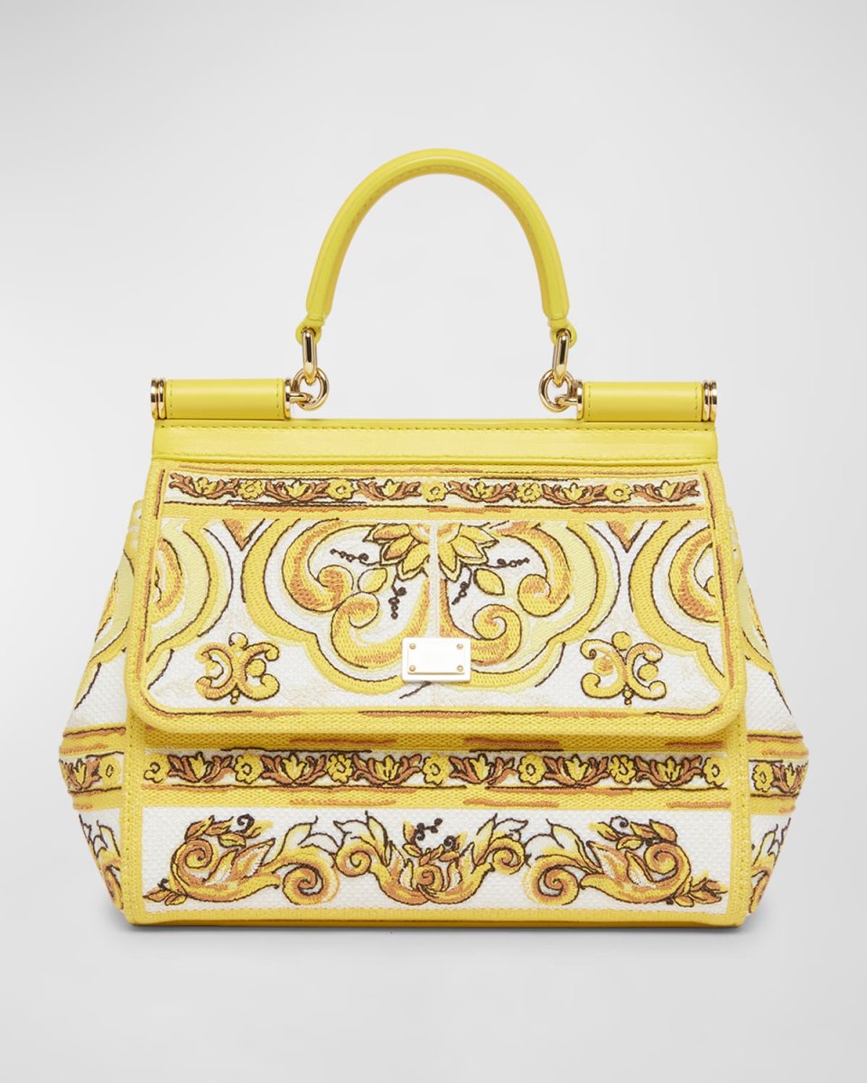 Sicily Small Textile Printed Top-Handle Bag