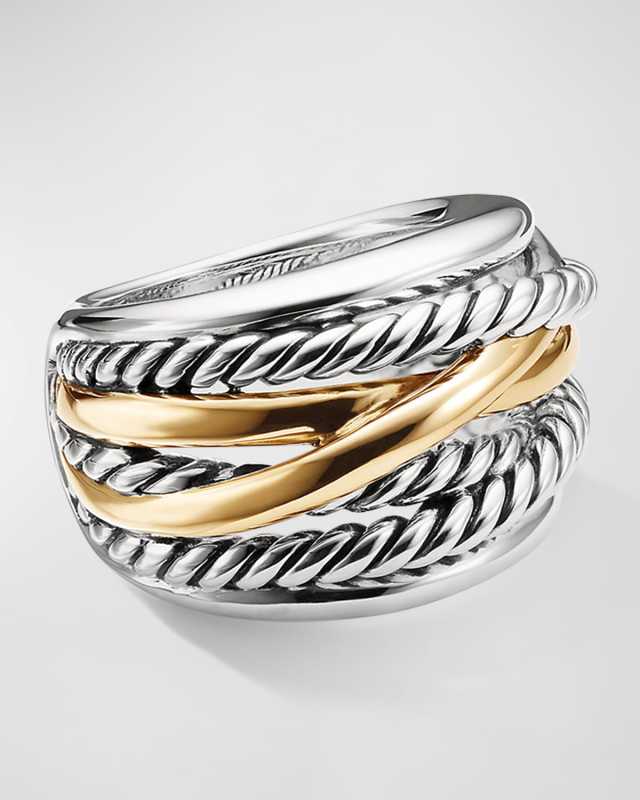 Crossover Ring in Silver with 14K Gold, 17mm, Size