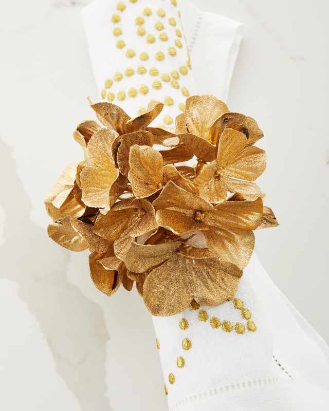 Gold Metallic Hydrangea Napkin Ring