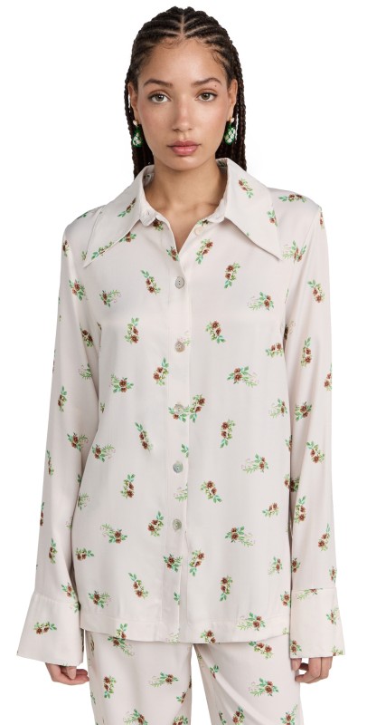 Sleeper Blossom Printed Shirt in Beige Beige