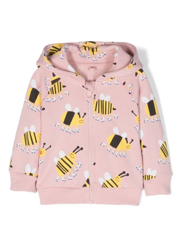 bee-print zip-up hoodie