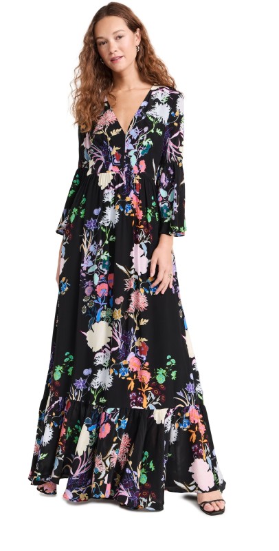 Borgo de Nor Astrea Crepe Dress Jardin - Black