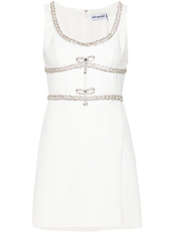bow-detail crystal-trim minidress