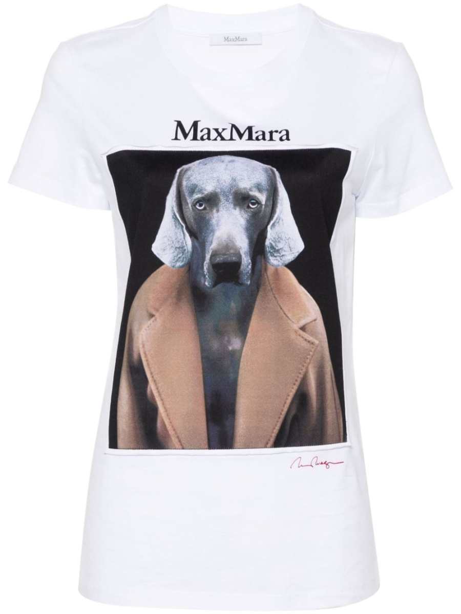 dog-print cotton T-shirt