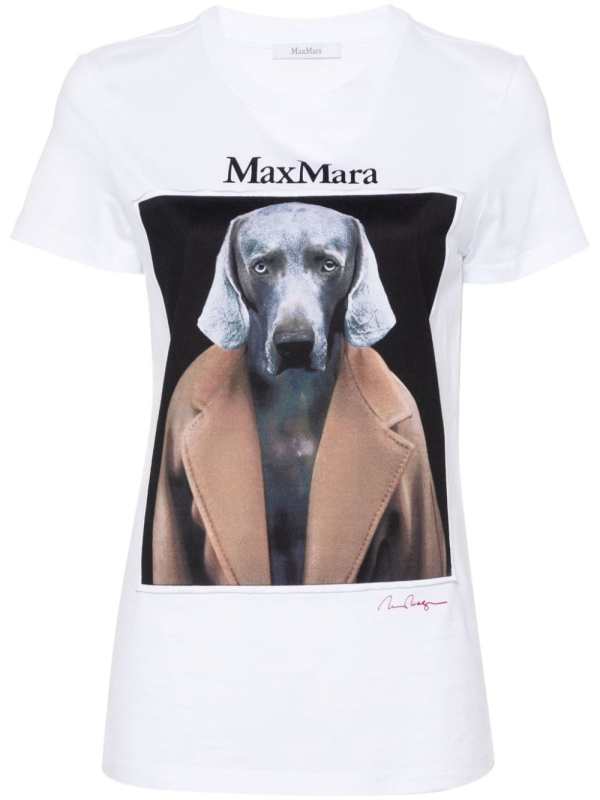 dog-print cotton T-shirt