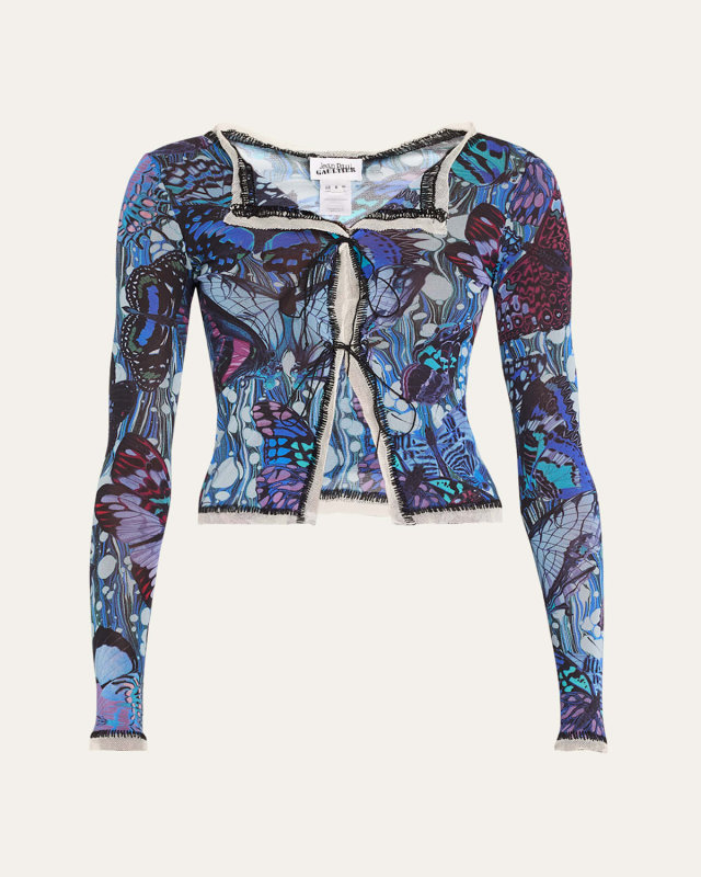 Butterfly Print Mesh Cardigan