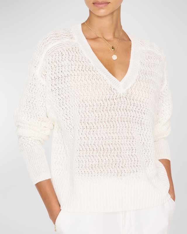 Leia Open-Stitch V-Neck Sweat