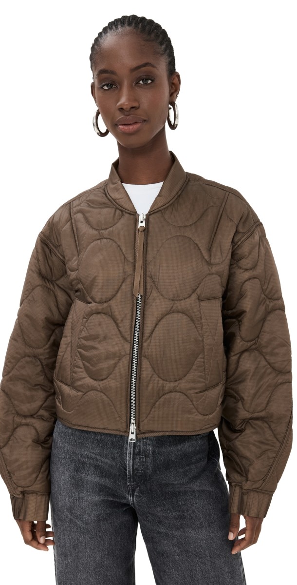 AGOLDE Shoreditch Ski Club Iona Quilted Jacket Taupe