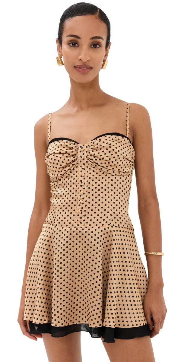 Reformation Ursula Silk Dress Alder Dot