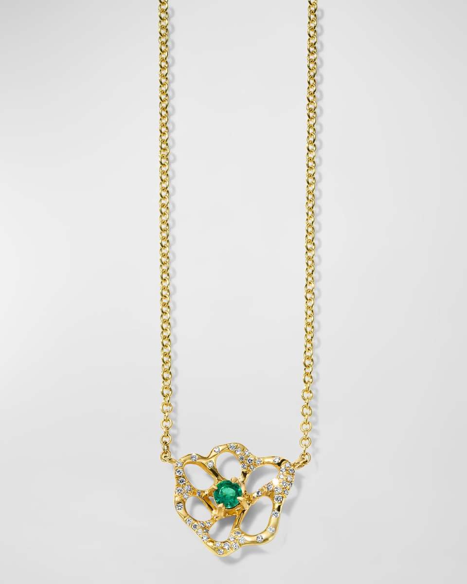 18K Stardust Drizzle Small Flower Necklace with Diamonds