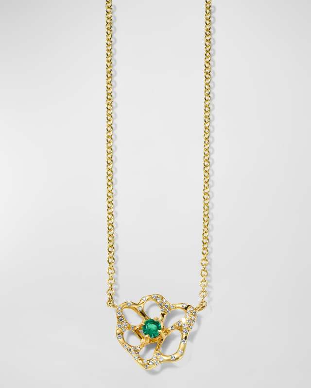 18K Stardust Drizzle Small Flower Necklace with Diamonds