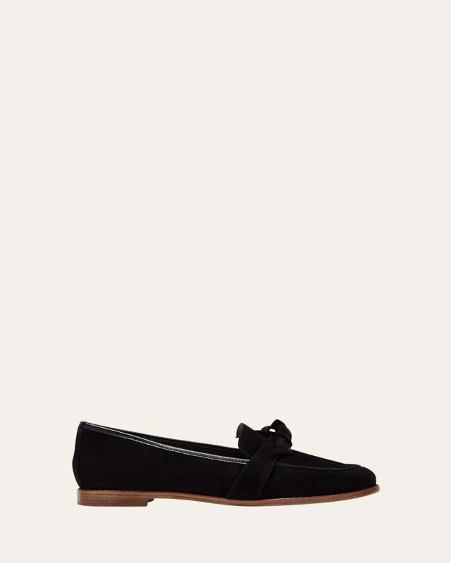 Clarita Suede Knotted Bow Loafers