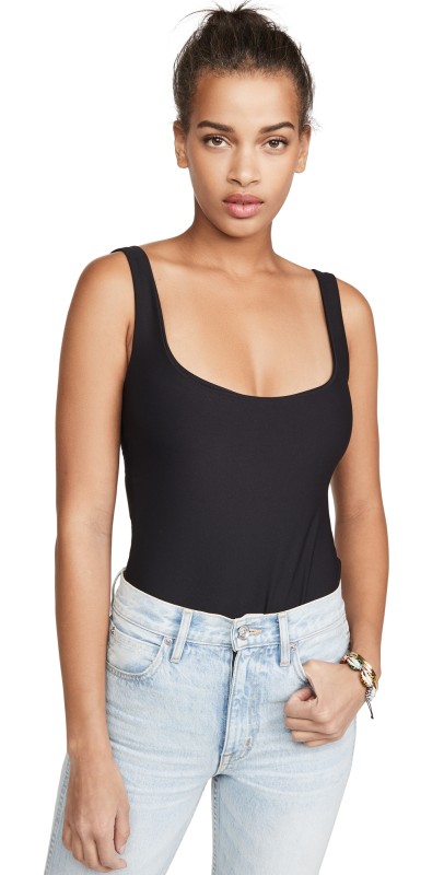 Alix NYC Mott Tank Thong Bodysuit Black