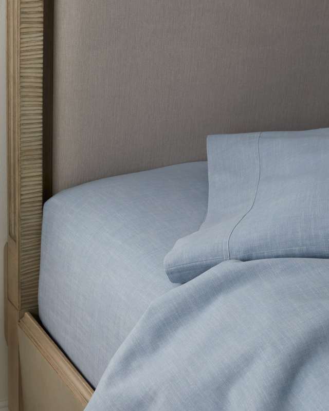 Workshirt Chambray Fitted Sheet, QUEEN