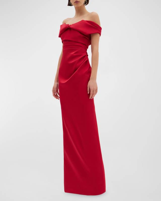 Daria Twisted Off-The-Shoulder Gown