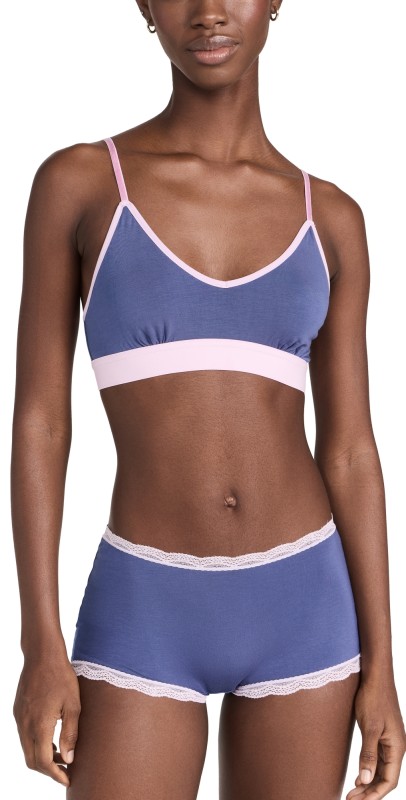 Stripe & Stare T-Shirt Bra Set & Hipster Set Indigo