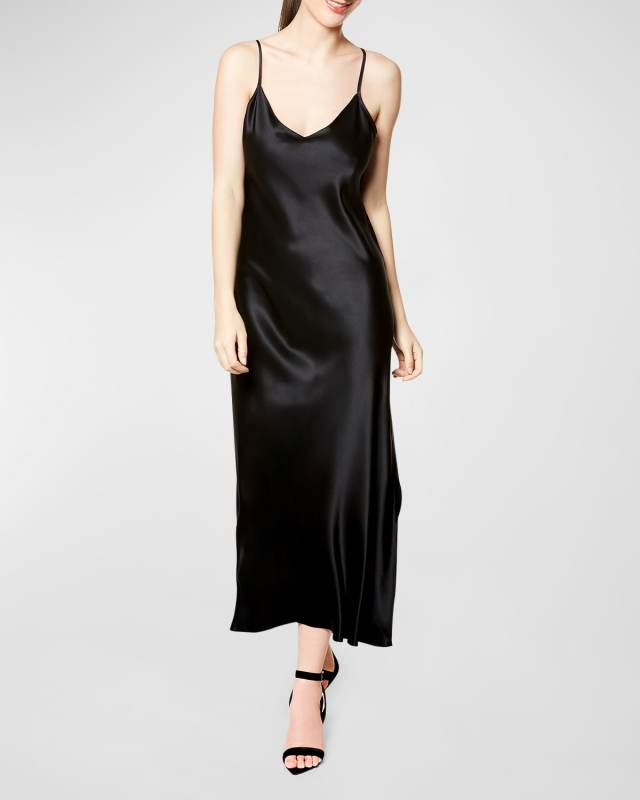 Long Silk Satin Nightgown