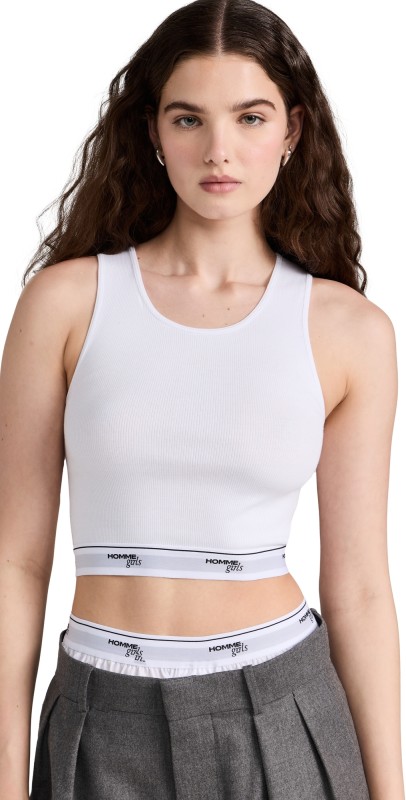 HOMMEGIRLS Logo Cropped Tank White