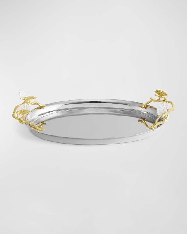 Butterfly Ginkgo White & Gold Medium Tray