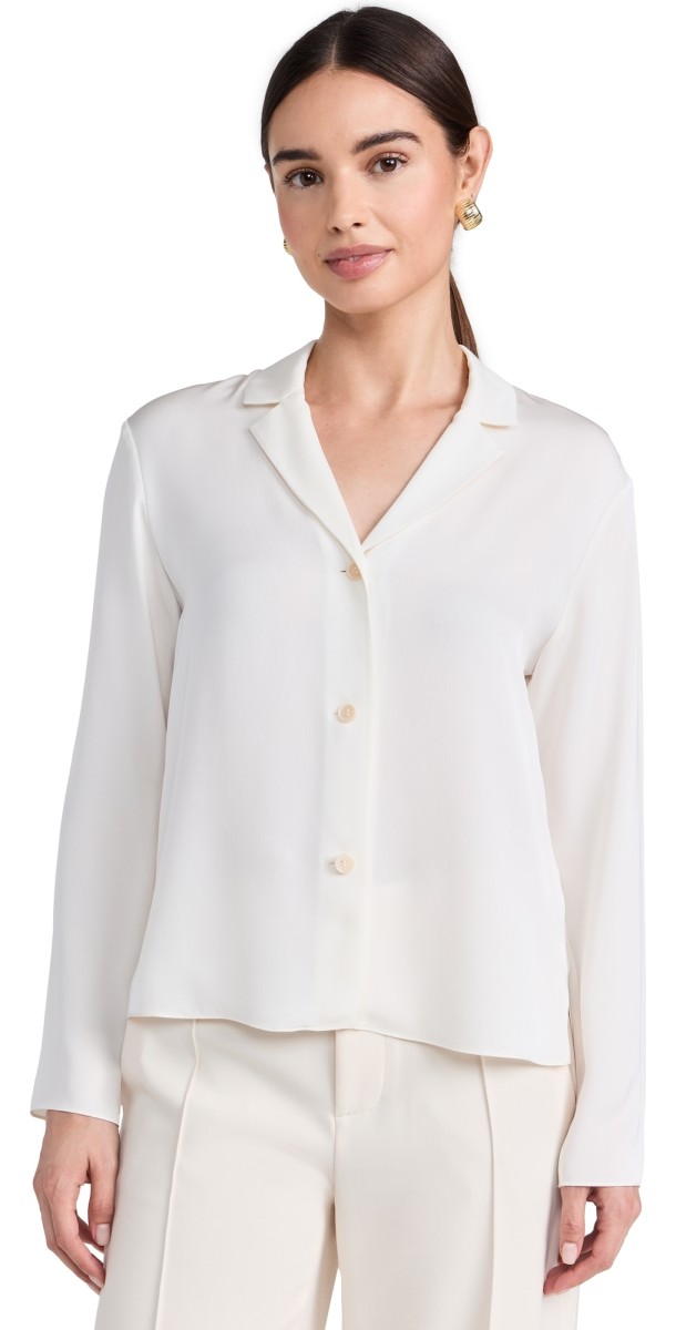 Theory Lapel Collar Blouse Ivory