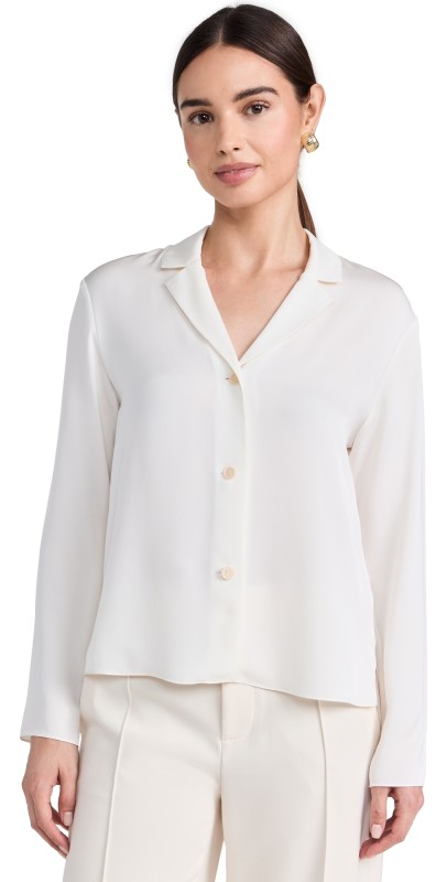 Theory Lapel Collar Blouse Ivory
