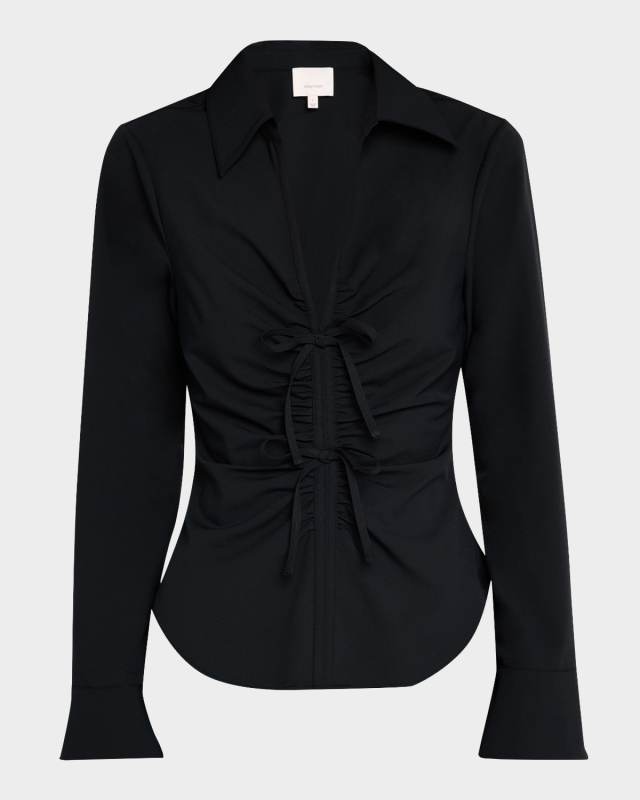 Paige Collared V-Neck Twist-Front Top