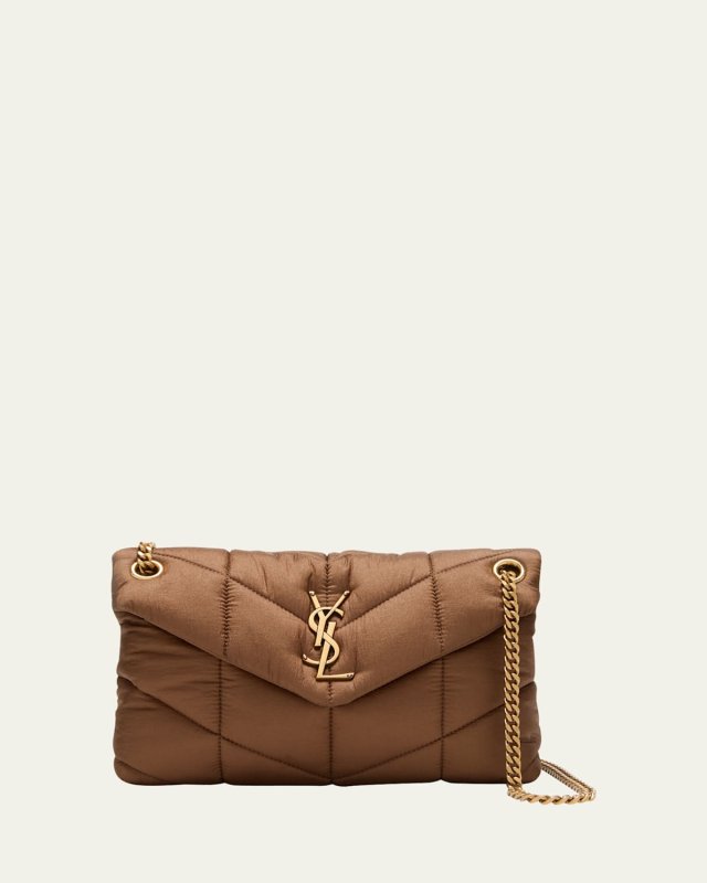Lou Puffer Small YSL Shoulder Bag in Quilted Nylon