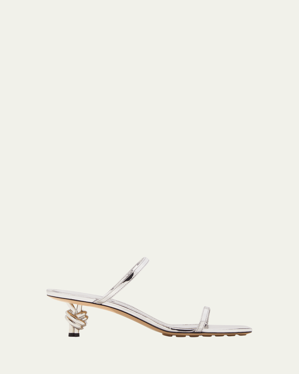 Metallic Two-Band Knot Slide Sandals