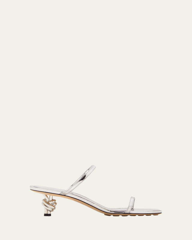 Metallic Two-Band Knot Slide Sandals