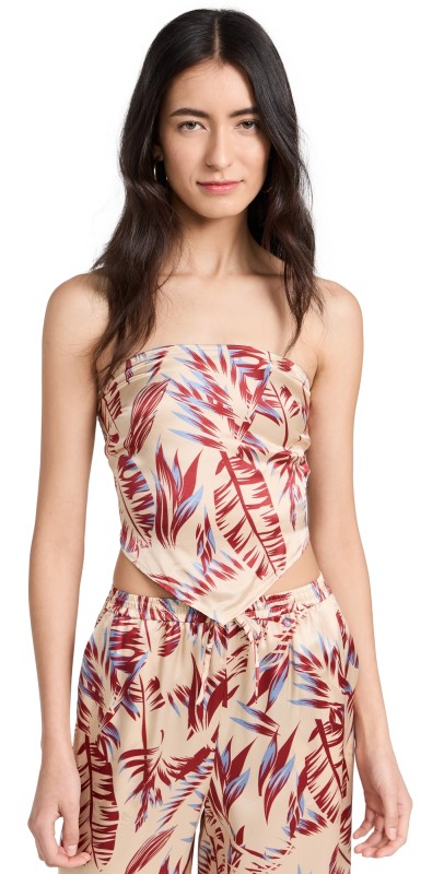 Onia Silk Bandana Top Tan Multi