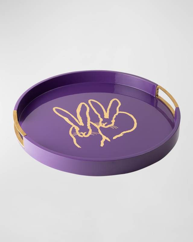 Bunny Drinks Lacquer Tray With Brass Handles