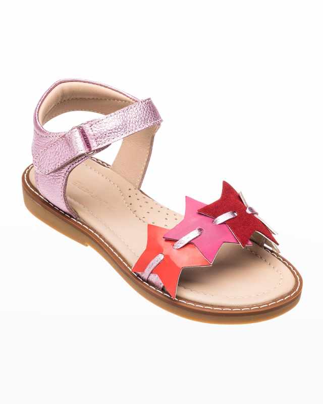 Girl's Star Metallic Leather Sandals,
