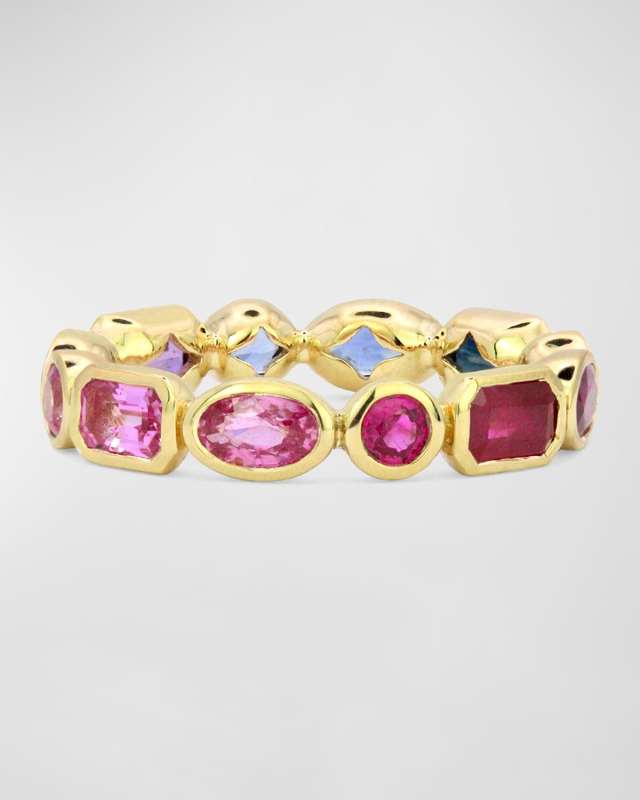 18K Yellow Gold Lunar Ombre Gem Multi-Shape Eternity Band