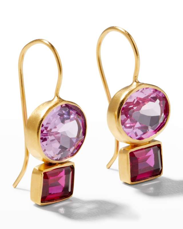 Double Pink Drop Earrings