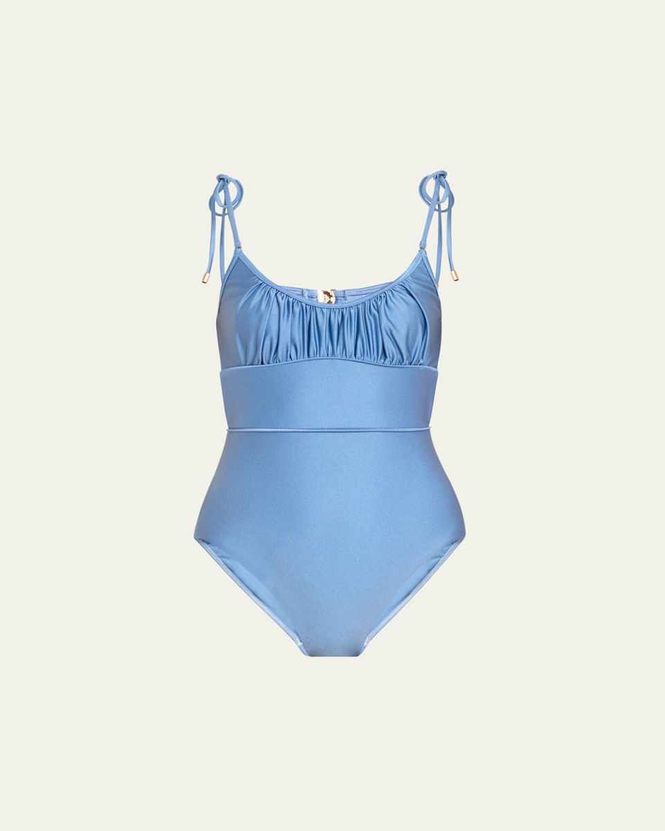 Golden Gathered Scoop One-Piece Swimsuit