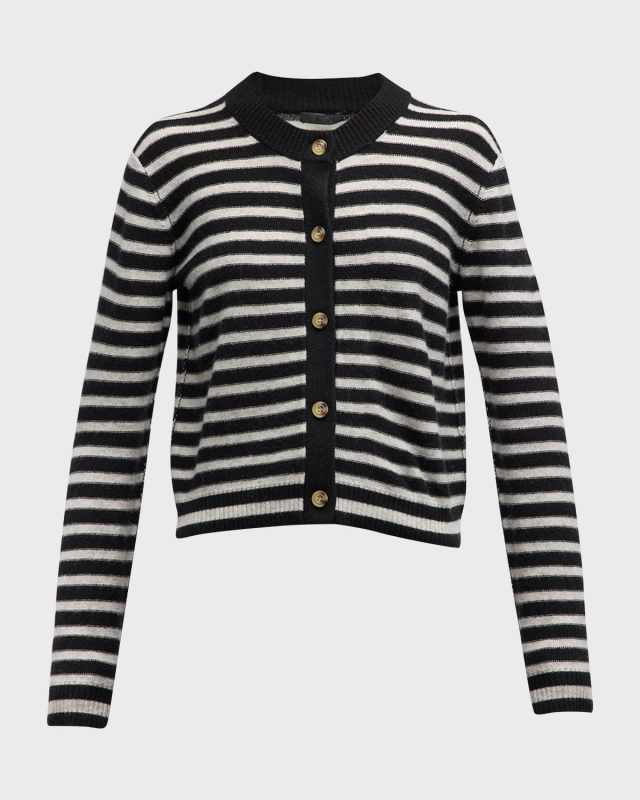 Wool and Cashmere Stripe Cropped Cardigan