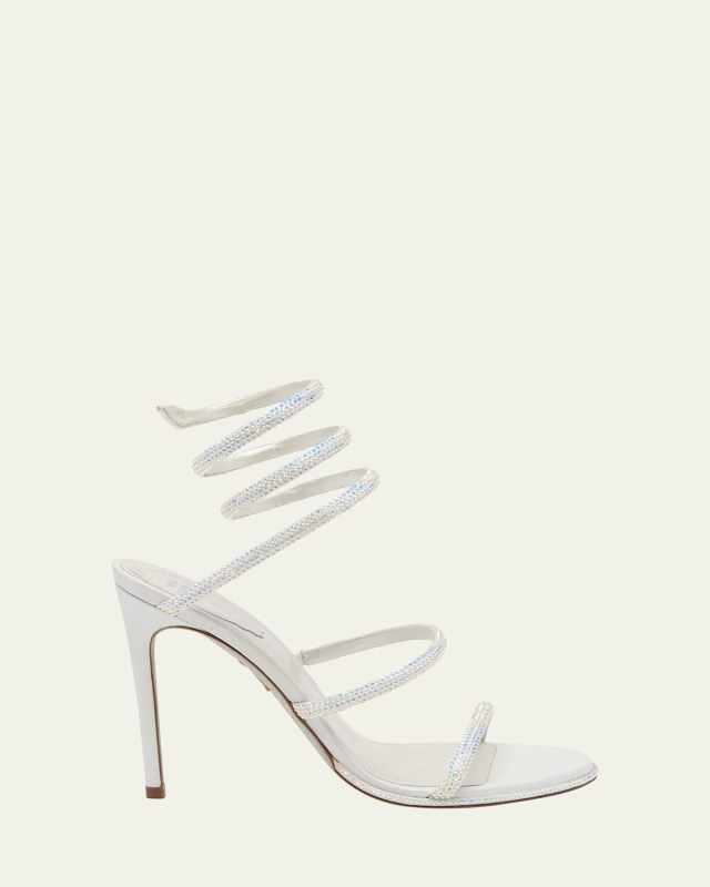 Shimmery Crystal Satin Snake Sandals